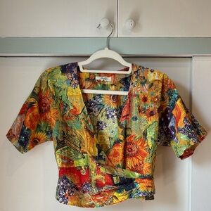 Floral Wrap Top - Multicolor